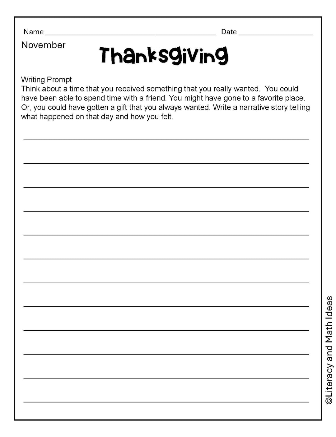 Free- A Full Year of Writing Prompts With Coloring Sheets (Grades 3-5)