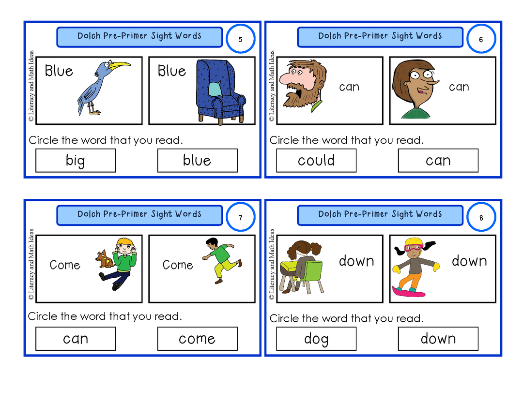 Sight Word Task Cards (Pre-Primer Level)