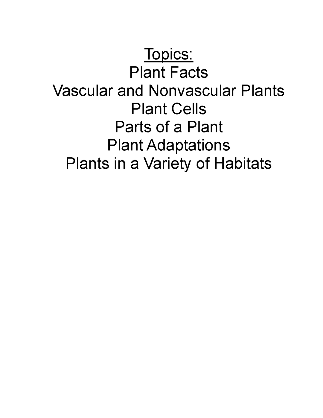 Plants Interactive Notebook