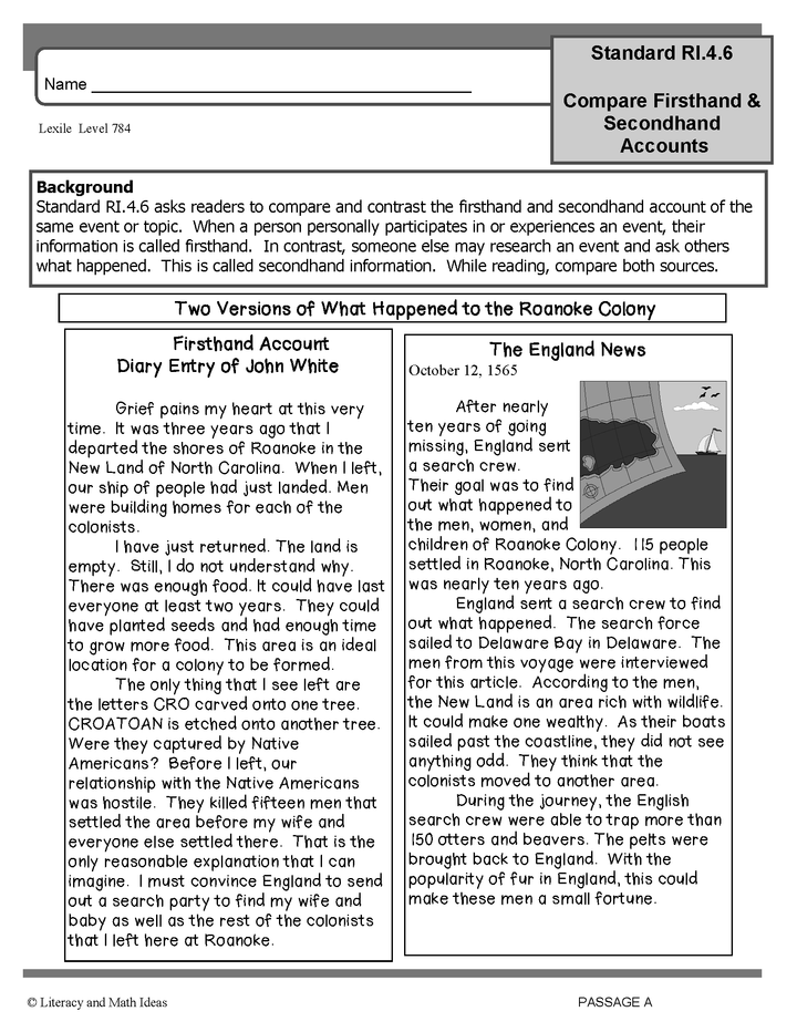 Common Core Grade 4: Point of View Practice RI.4.6