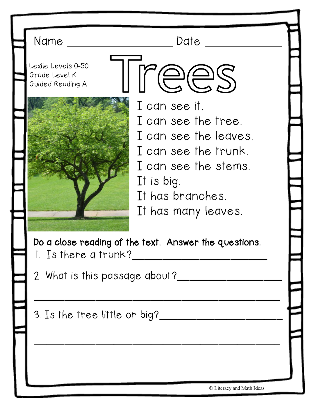 70 Nonfiction Leveled Passages (Plants) Guided Reading Levels A to N