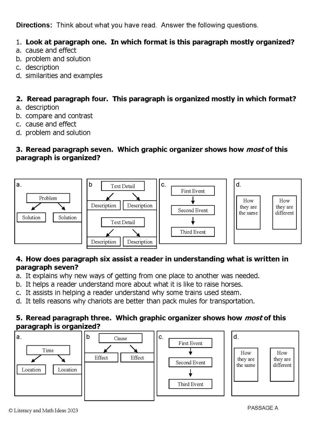 Common Core Grade 4: Text Structure RI.4.5 Practice