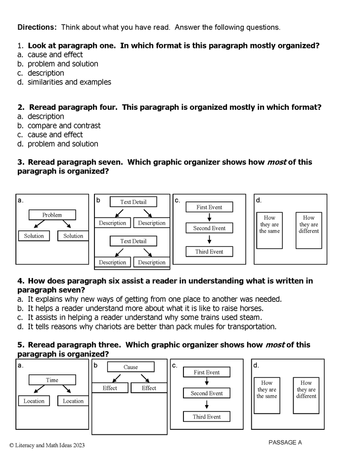 Common Core Grade 4: Text Structure RI.4.5 Practice