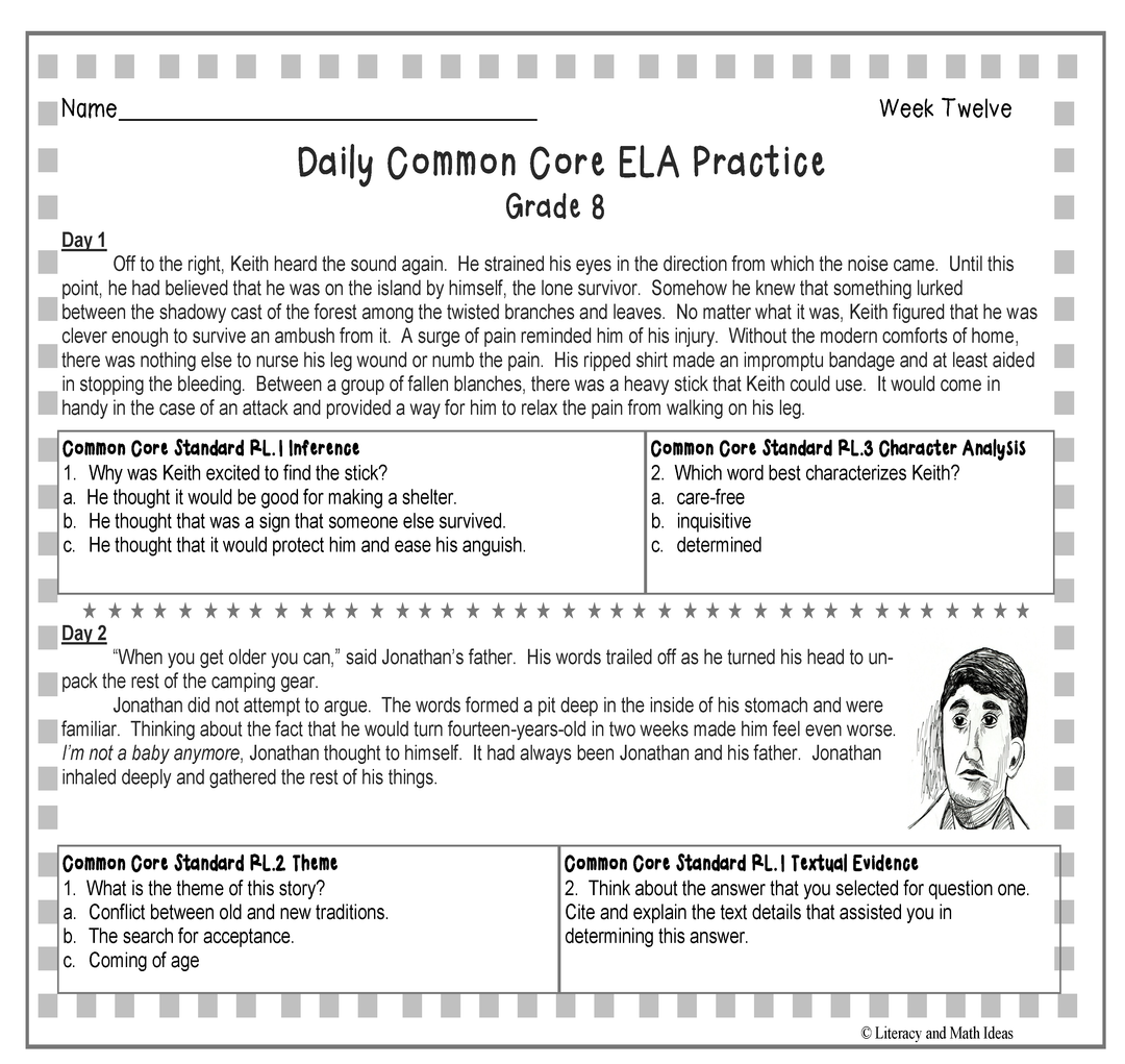 Grade 8 Daily Common Core Reading Practice Weeks 11-15