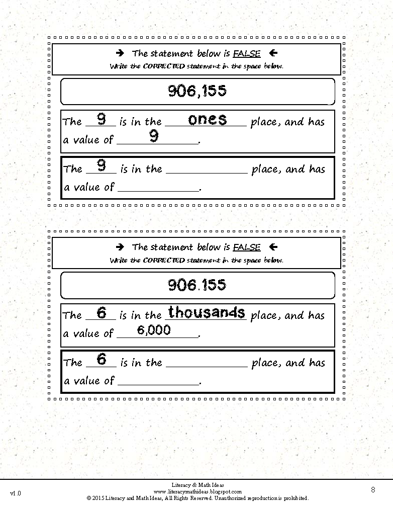 Grade 5 Common Core Interactive Notebook Number and Operations in Base Ten