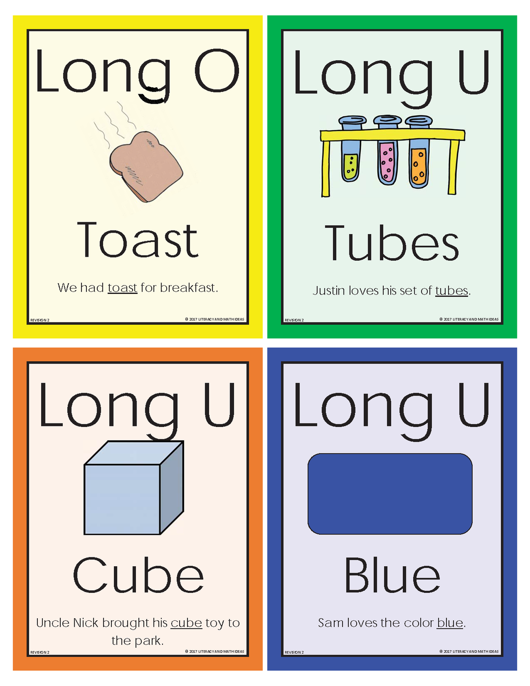 Colorful Vowel Sounds Charts