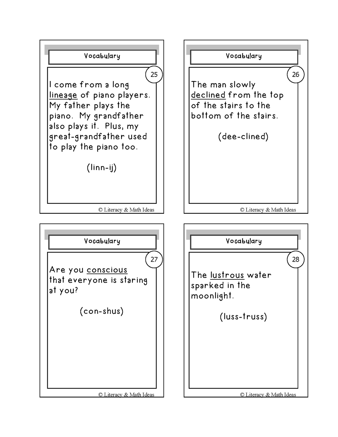 Vocabulary Building Playing Cards