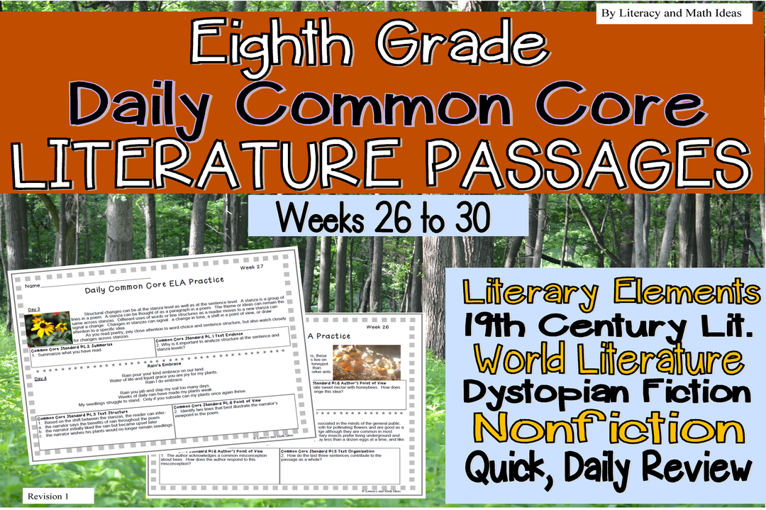 Grade 8 Daily Common Core Reading Practice Weeks 26-30