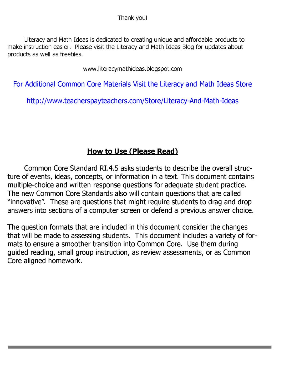 Common Core Grade 4 Starter Kit