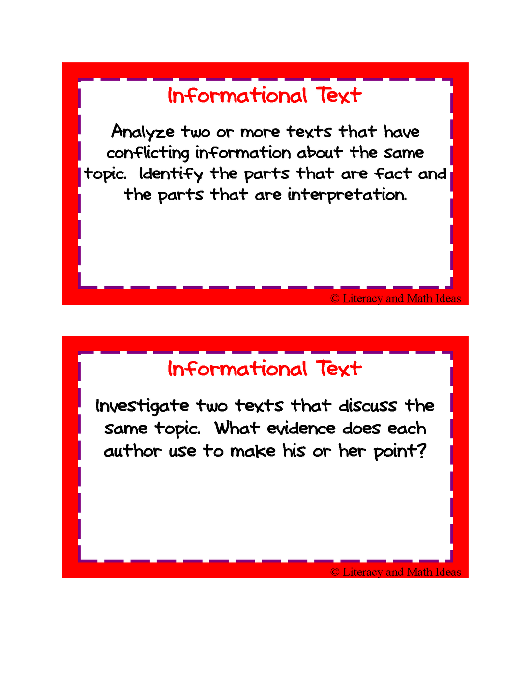 Guided Reading Task Cards: Grade 8