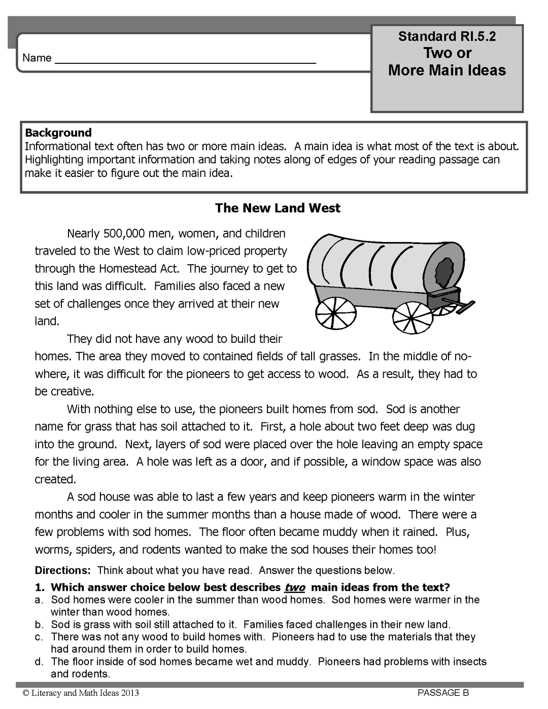 Common Core Grade 5: Two or More Main Ideas RI.5.2 Practice