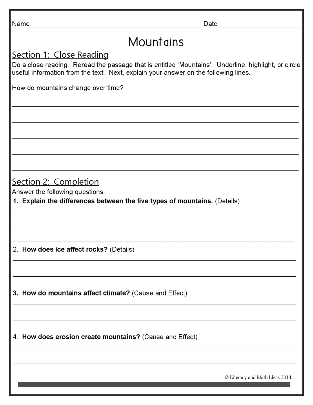 Geography Close Reading Differentiated Passages (Grades 4-8)