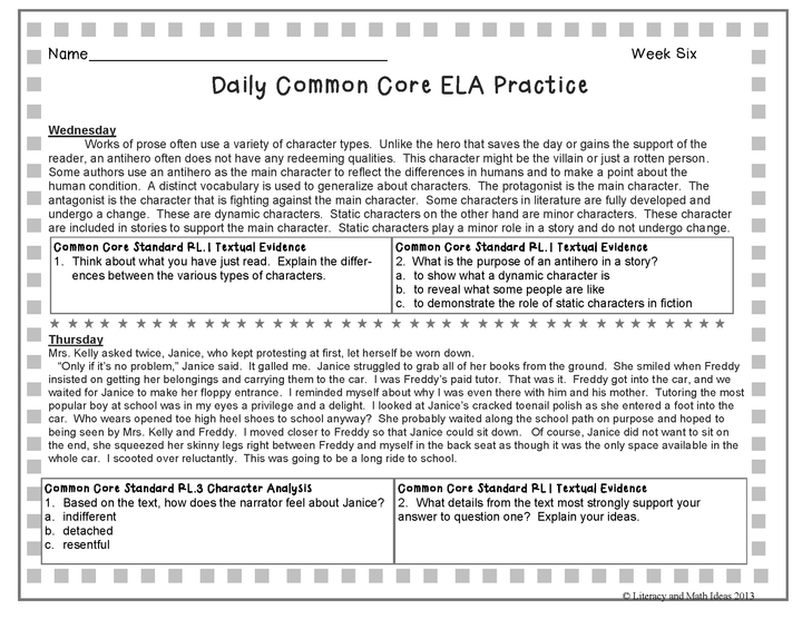 High School Daily Common Core Reading Practice Weeks 6-10