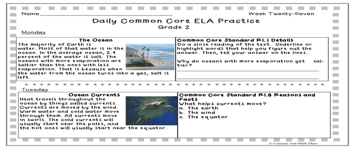 Grade 2 Daily Common Core Reading Weeks 26-30