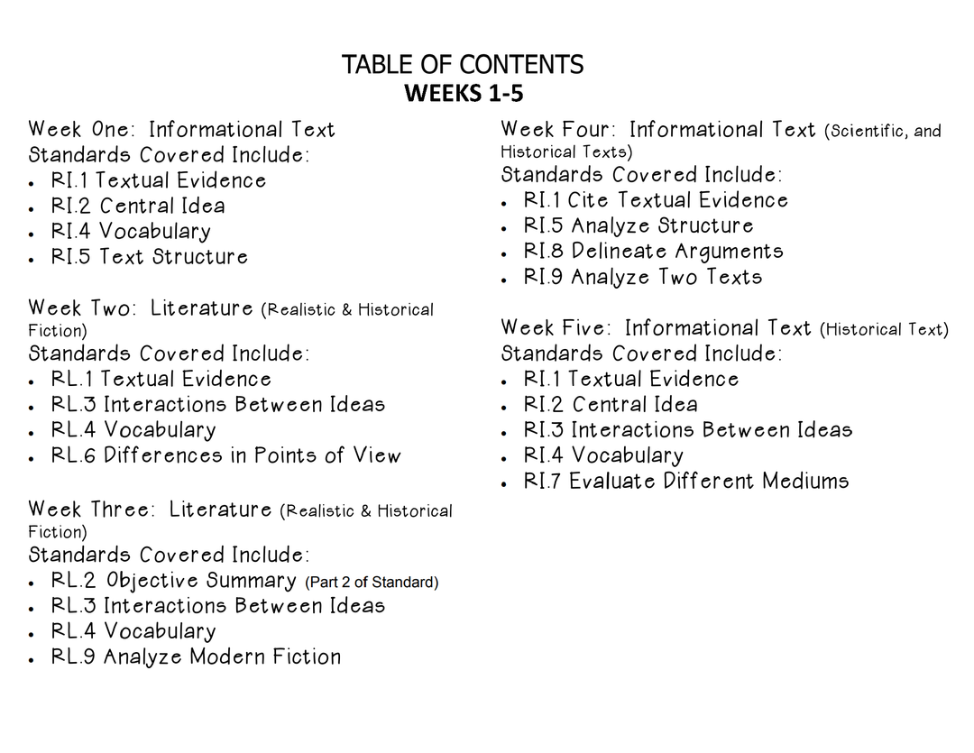 Grade 8 Daily Common Core Reading Practice Weeks 1-20