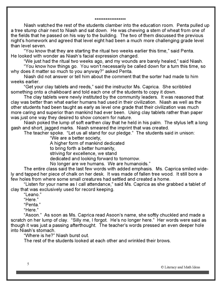 Middle School Science Fiction Close Reading Practice: Scars and Sorters