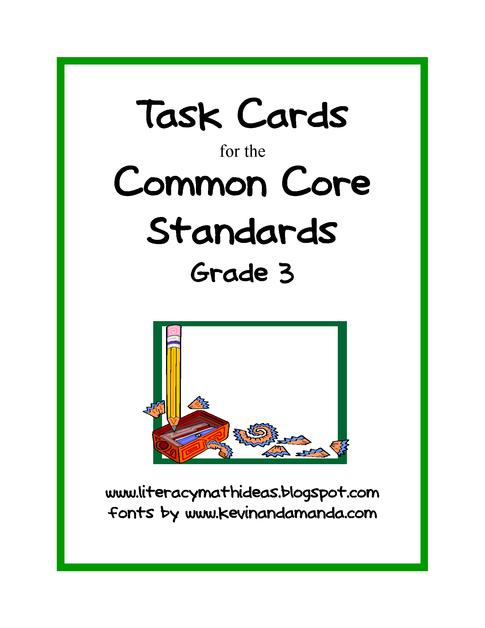 Common Core Standards Task Cards: Grade 3 – Literacy and Math Ideas