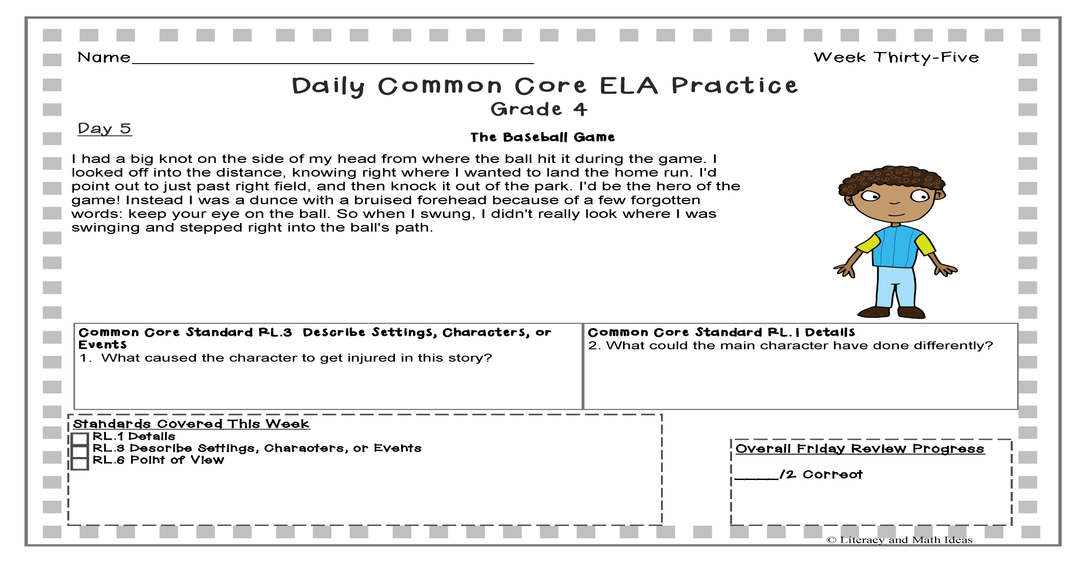 Grade 4 Daily Common Core Reading Practice Weeks 31-35