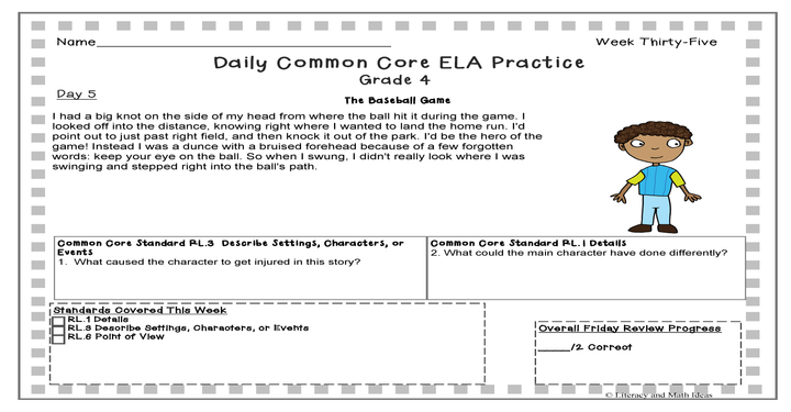 Grade 4 Daily Common Core Reading Practice Weeks 31-35