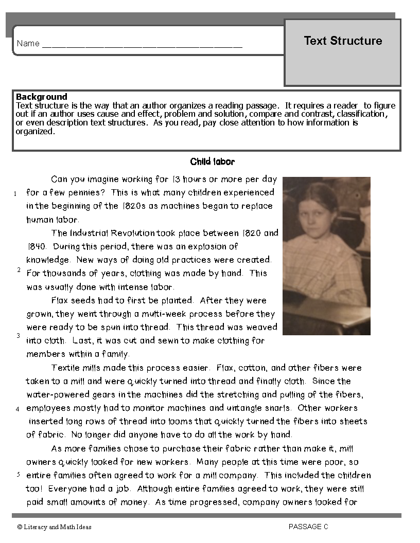 Reading Comprehension: Text Structure