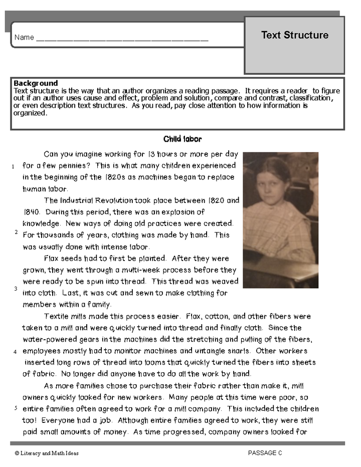 Reading Comprehension: Text Structure