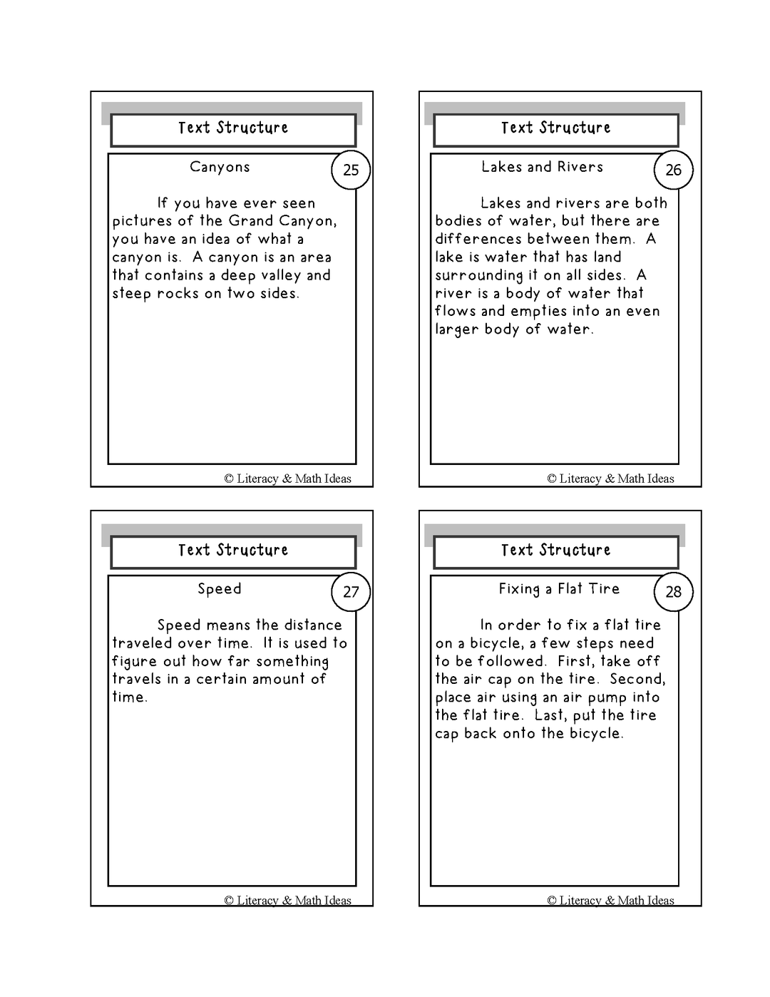 Text Structure Playing Cards