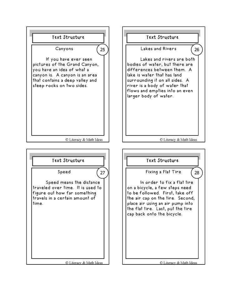 Text Structure Playing Cards