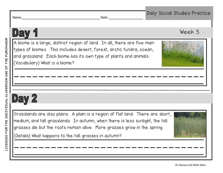 Daily Social Studies (Grade 2 October Weeks 5-8)