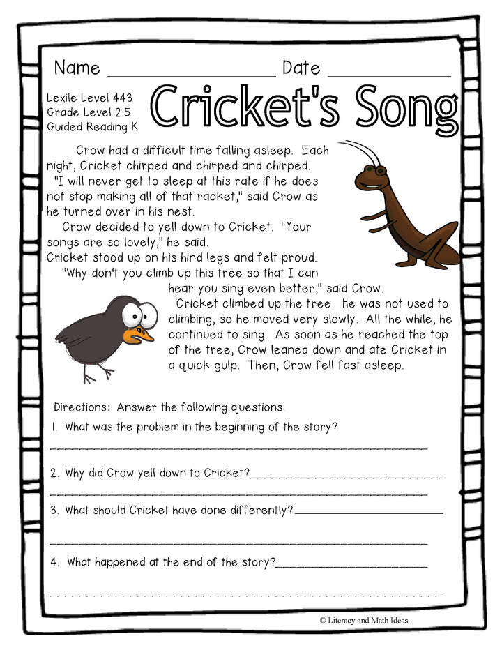 (Fiction) Leveled Passages Guided Reading Levels I,J, K (Lexiles 290-440)