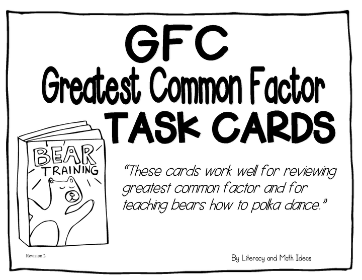 Greatest Common Factor (GCF) Task Cards