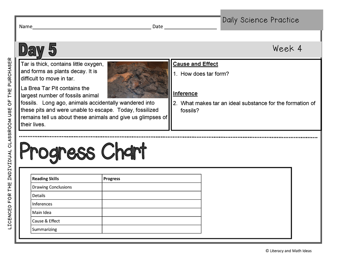 Daily Science Practice (Grade 5: September Full Month)