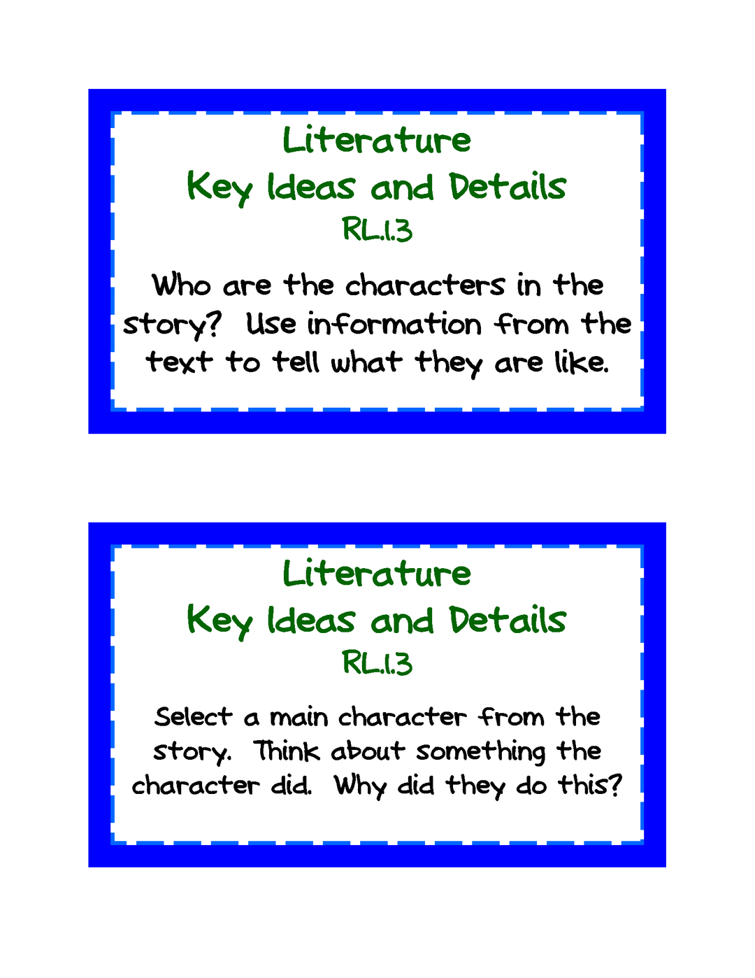 Common Core Standards Task Cards: Grade 1