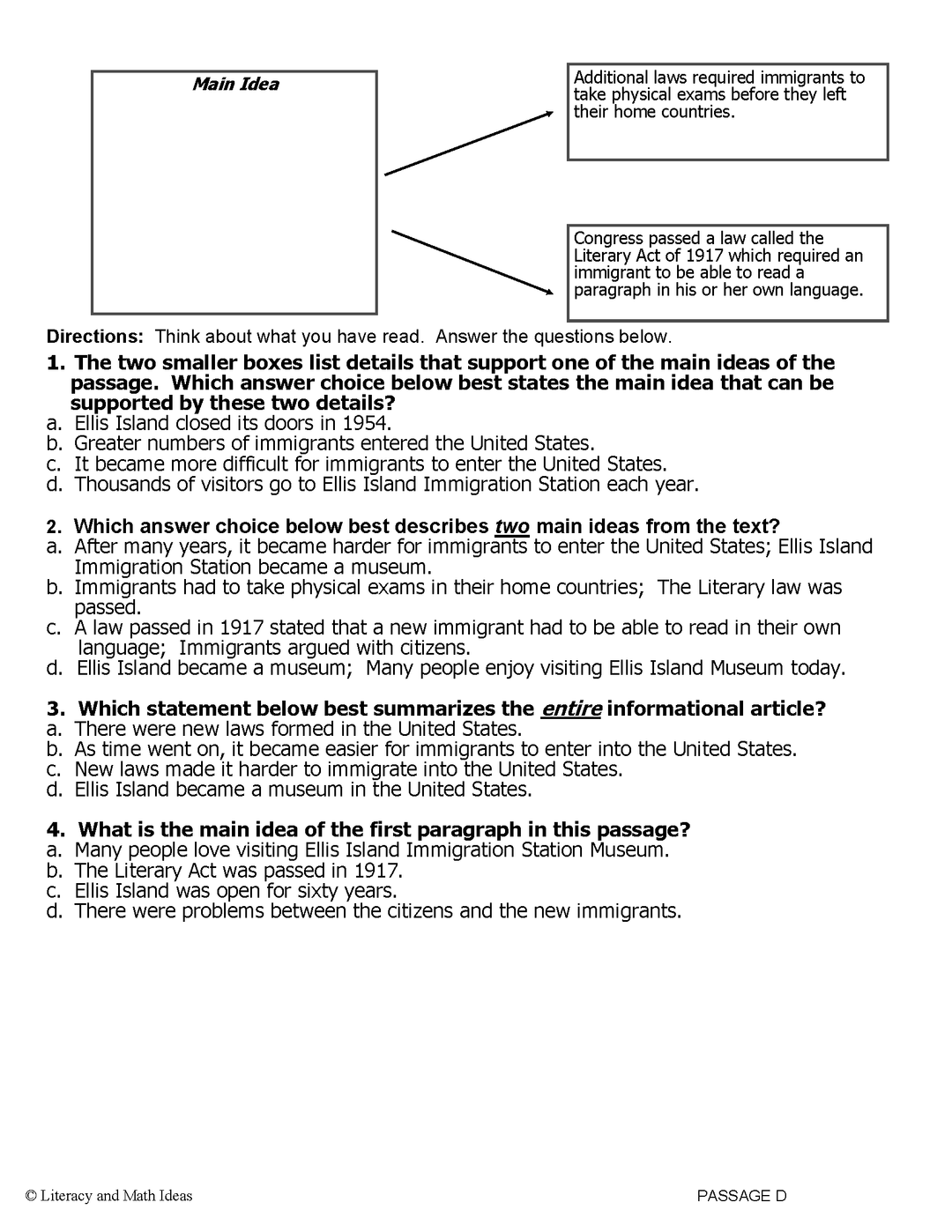 Reading Comprehension: Main Idea