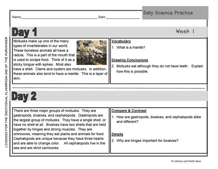Daily Science Practice (Grade 5: September Full Month)
