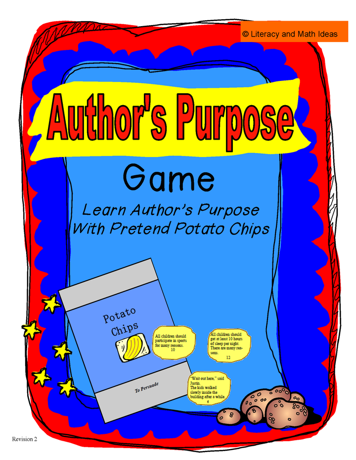 Author's Purpose Snacks Literacy Center and Worksheets
