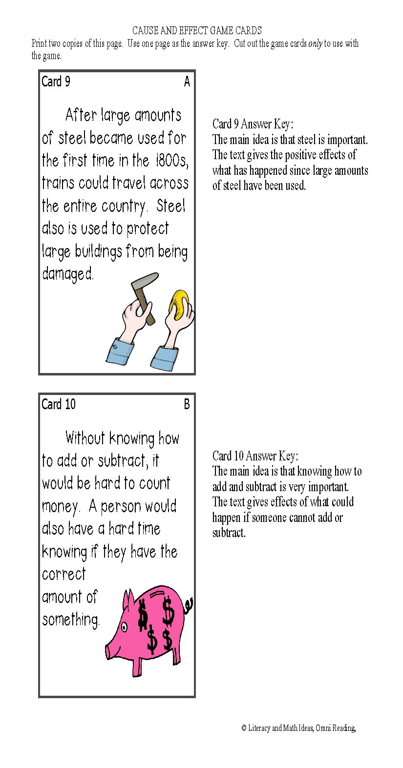 Hands-On Main Idea: Comprehension Manipulatives and Teaching Ideas