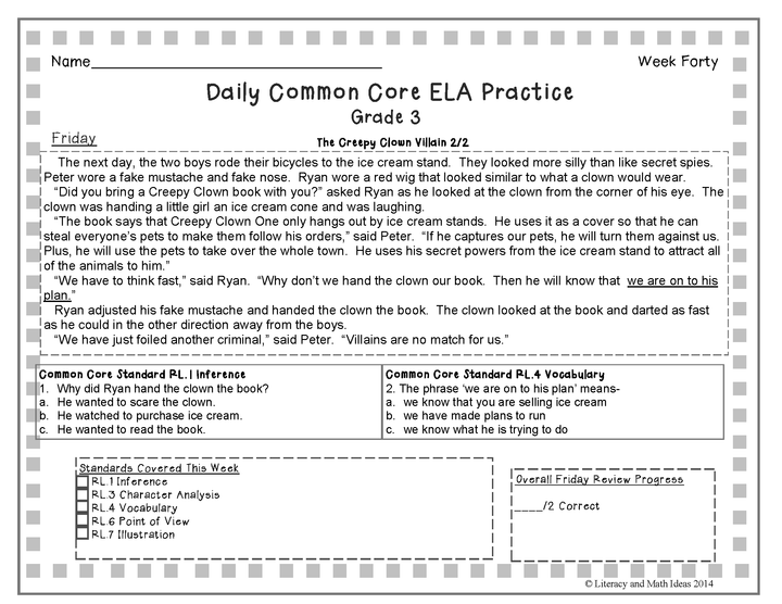 Grade 3 Daily Common Core Reading Practice Weeks 21-40