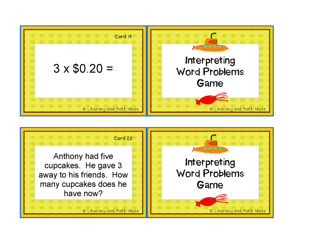 Interpreting Word Problems Game