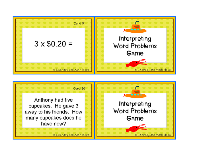 Interpreting Word Problems Game