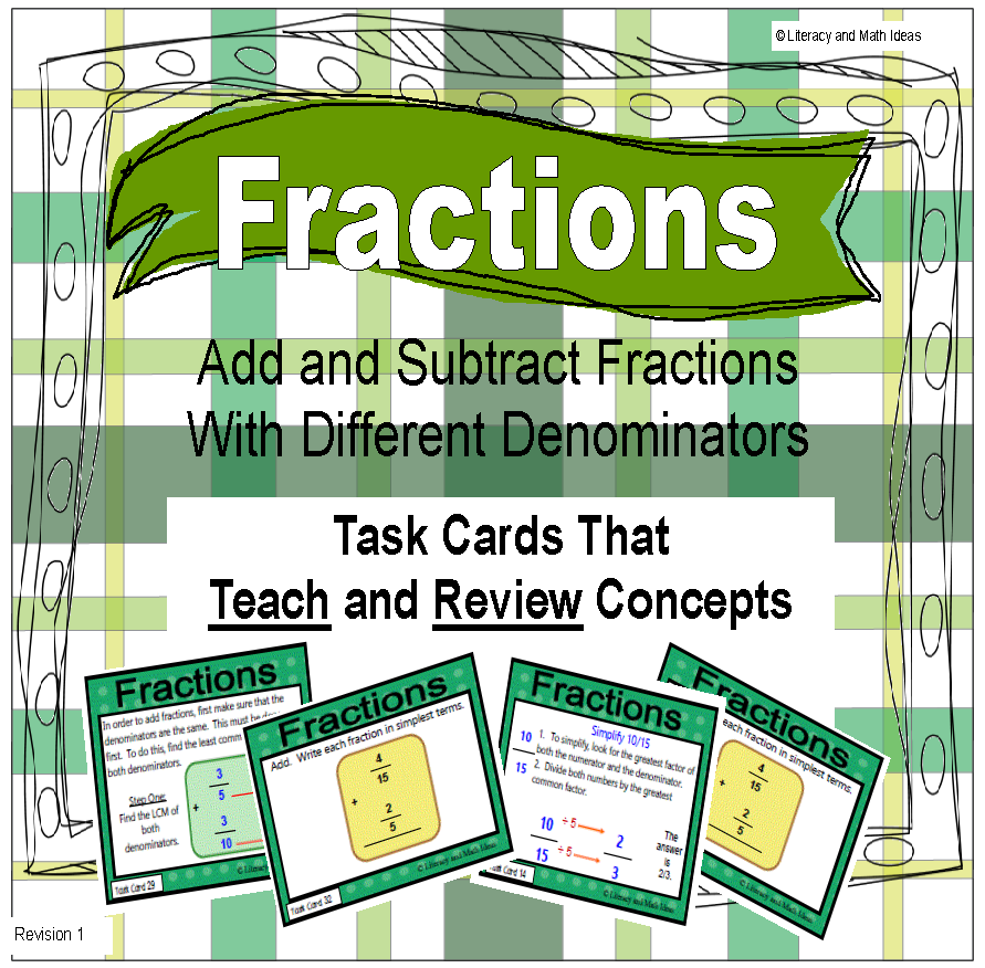 Add and Subtract Fractions With Different Denominators – Literacy and ...