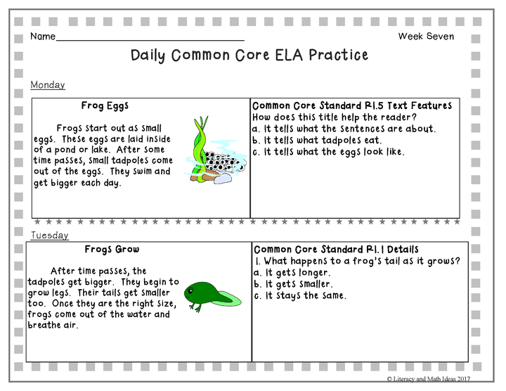 Grade 2 Daily Common Core Reading Practice Weeks 6-10