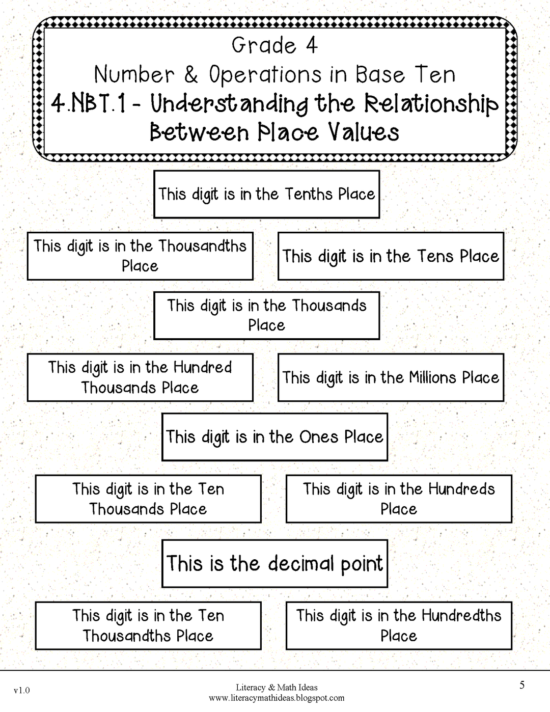Grade 4 Common Core Interactive Notebook Number and Operations in Base Ten