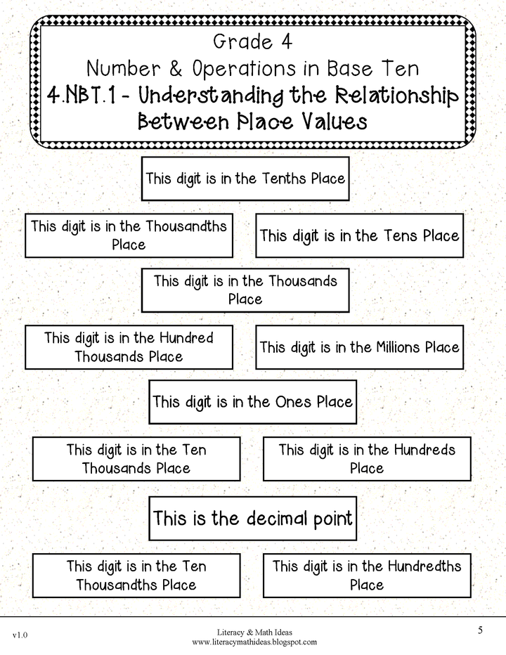 Grade 4 Common Core Interactive Notebook Number and Operations in Base Ten