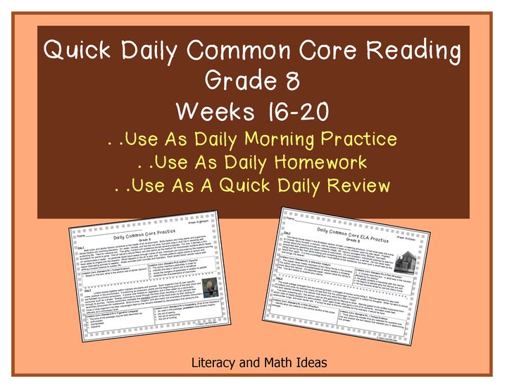 Grade 8 Daily Common Core Reading Practice Week 16-20
