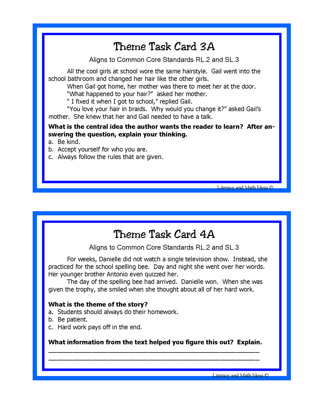 Common Core Standards Task Cards: Grade 2