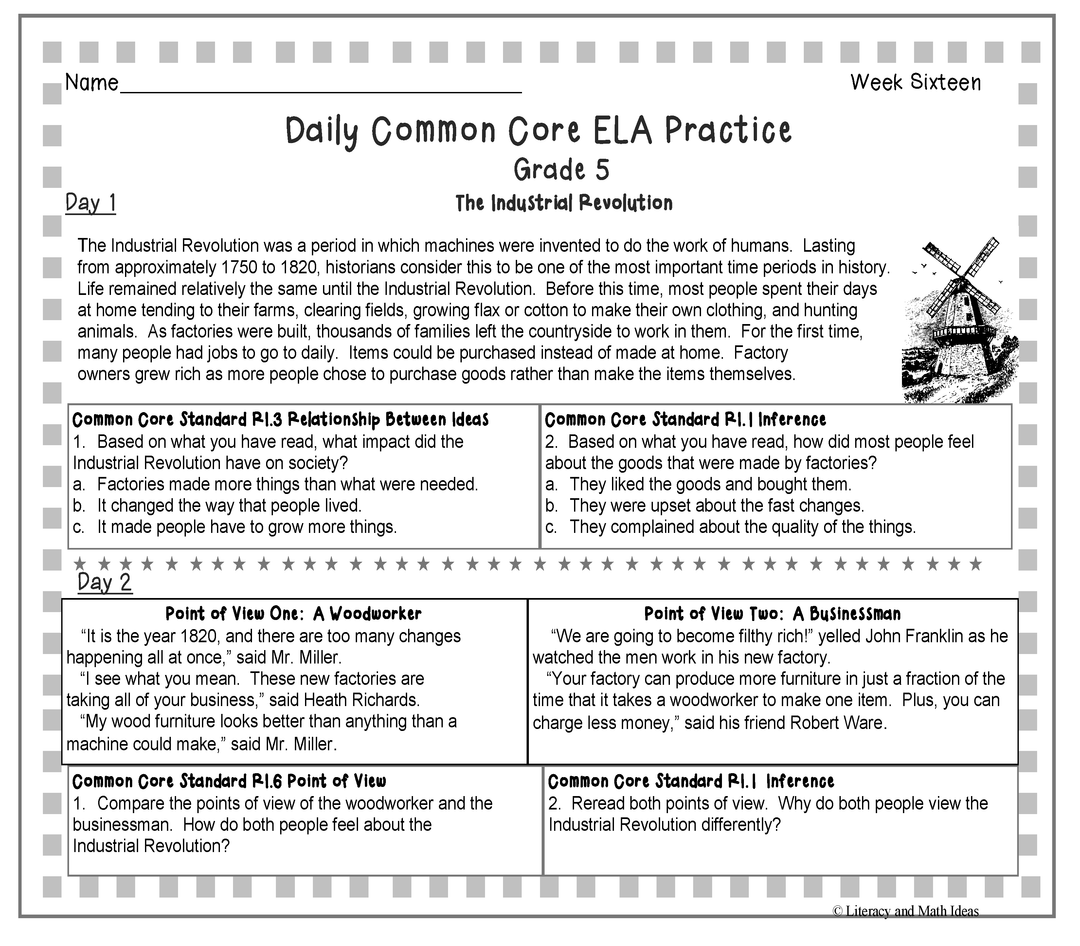 Grade 5 Common Core Assessments: Determine Two or More Main Ideas RI.5.2