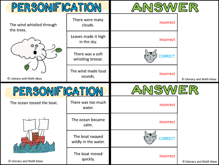 Digital Self-Checking and Printable Personification Games and Activities