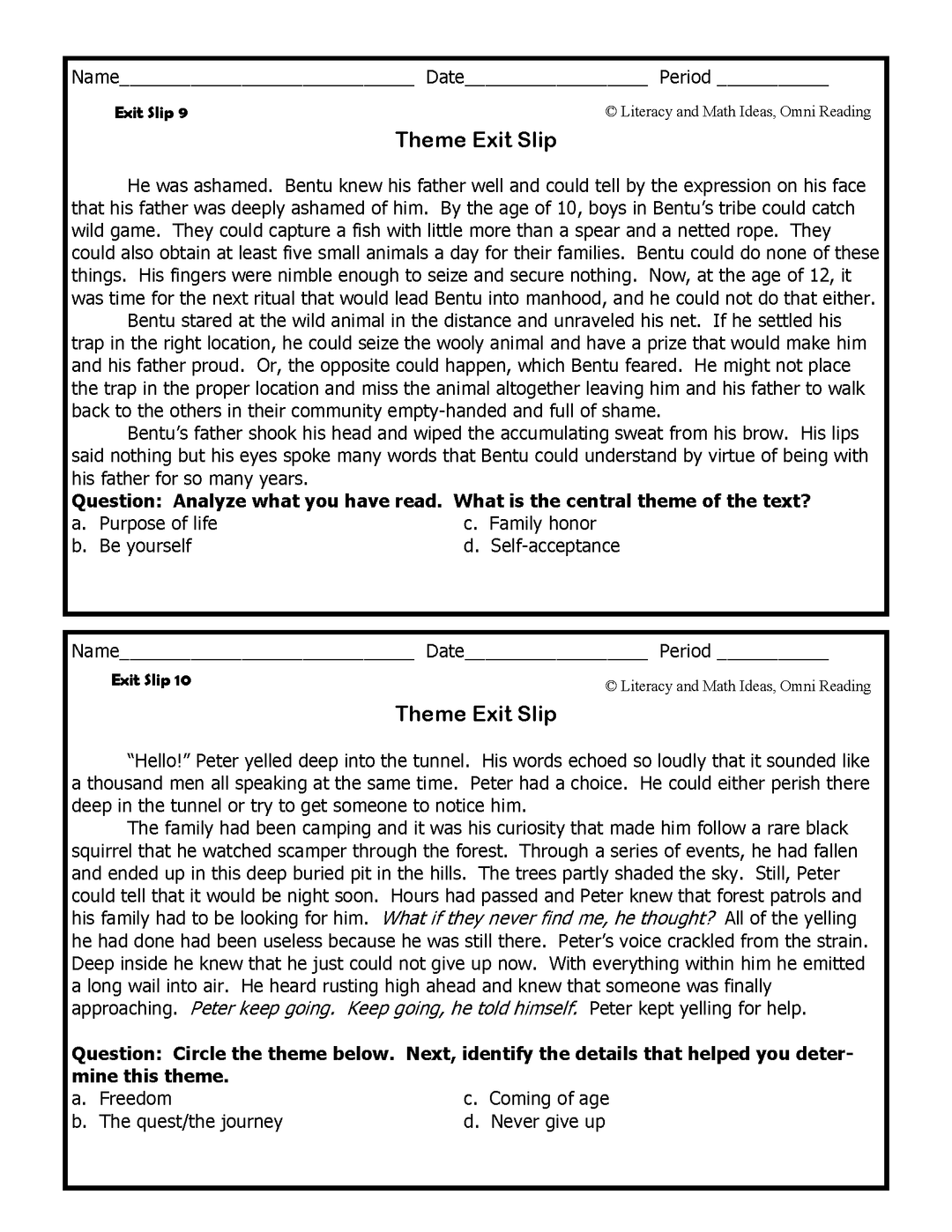 Theme Exit Slips