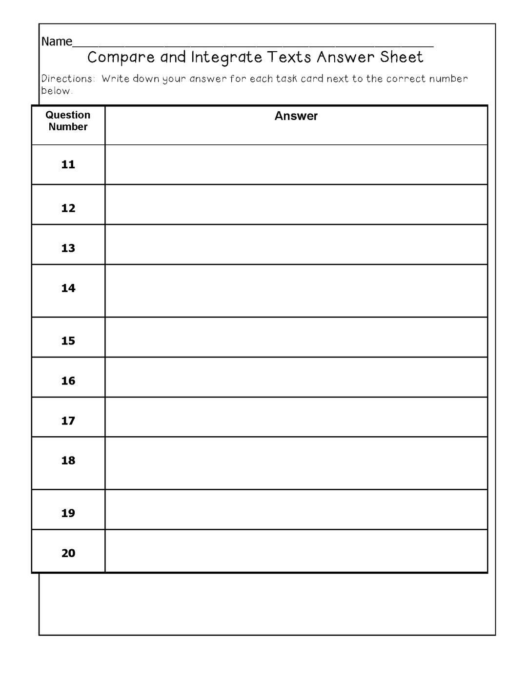 Common Core ELA Rubrics: Grade 5