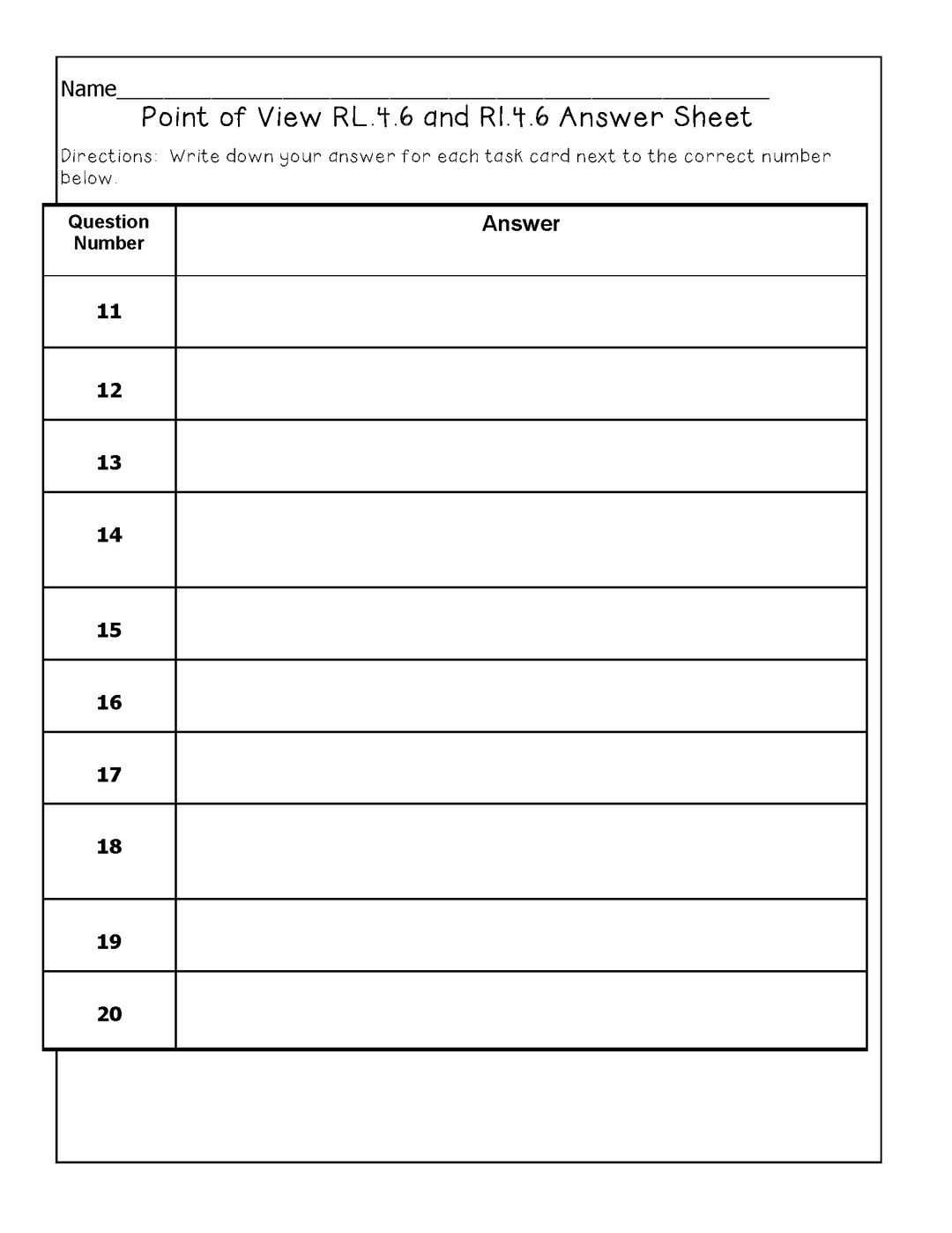Point of View Grade 4 Common Core RL.4.6 and RI.4.6